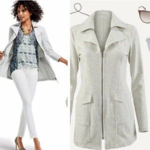 CAbi Gray Zip Foldover Collar Jacket